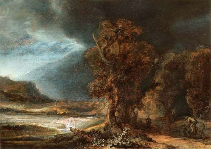 Landscape with the Good Samaritan, Rembrandt, 1638, Kraków, Muzeum Narodowe w Krakowie